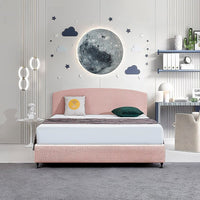 Linen Fabric King Bed Curved Headboard Bedhead - Pale Pink Furniture Kings Warehouse 