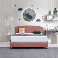 Linen Fabric King Bed Curved Headboard Bedhead - Pearl Copper Brown Furniture Kings Warehouse 