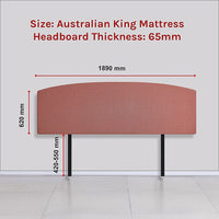 Linen Fabric King Bed Curved Headboard Bedhead - Pearl Copper Brown Furniture Kings Warehouse 