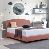 Linen Fabric King Bed Curved Headboard Bedhead - Pearl Copper Brown Furniture Kings Warehouse 