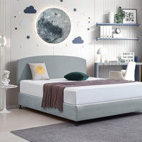 Linen Fabric King Bed Curved Headboard Bedhead - Stone Grey Furniture Kings Warehouse 