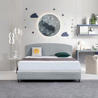 Linen Fabric King Bed Curved Headboard Bedhead - Stone Grey Furniture Kings Warehouse 