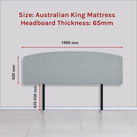 Linen Fabric King Bed Curved Headboard Bedhead - Stone Grey Furniture Kings Warehouse 