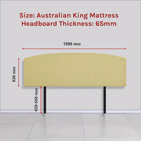 Linen Fabric King Bed Curved Headboard Bedhead - Sulfur Yellow Furniture Kings Warehouse 