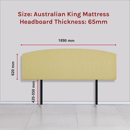 Linen Fabric King Bed Curved Headboard Bedhead - Sulfur Yellow Furniture Kings Warehouse 