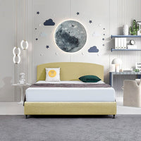Linen Fabric King Bed Curved Headboard Bedhead - Sulfur Yellow Kings Warehouse 