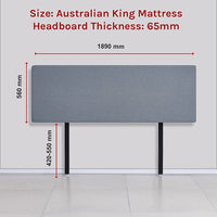 Linen Fabric King Bed Deluxe Headboard Bedhead - Berlin Blue Kings Warehouse 