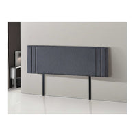 Linen Fabric King Bed Deluxe Headboard Bedhead - Grey Furniture Kings Warehouse 