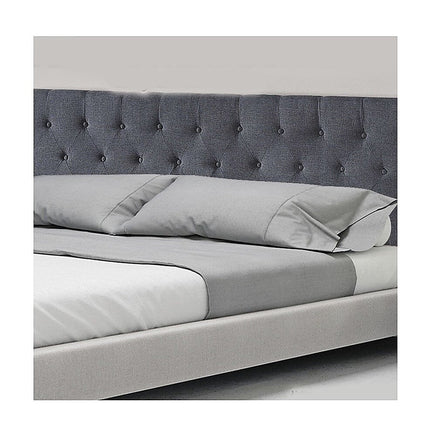 Linen Fabric King Bed Deluxe Headboard Bedhead - Grey Furniture Kings Warehouse 