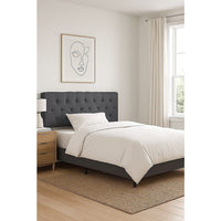Linen Fabric King Bed Deluxe Headboard Bedhead - Grey Furniture Kings Warehouse 