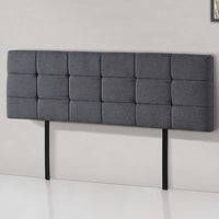 Linen Fabric King Bed Deluxe Headboard Bedhead - Grey Furniture Kings Warehouse 