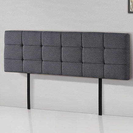 Linen Fabric King Bed Deluxe Headboard Bedhead - Grey Furniture Kings Warehouse 