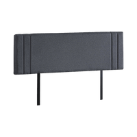 Linen Fabric King Bed Deluxe Headboard Bedhead - Grey Furniture Kings Warehouse 