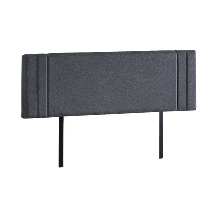 Linen Fabric King Bed Deluxe Headboard Bedhead - Grey Furniture Kings Warehouse 
