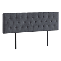 Linen Fabric King Bed Deluxe Headboard Bedhead - Grey Furniture Kings Warehouse 