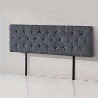 Linen Fabric King Bed Deluxe Headboard Bedhead - Grey Furniture Kings Warehouse 