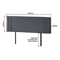Linen Fabric King Bed Deluxe Headboard Bedhead - Grey Furniture Kings Warehouse 