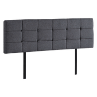Linen Fabric King Bed Deluxe Headboard Bedhead - Grey Furniture Kings Warehouse 