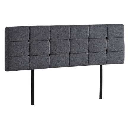 Linen Fabric King Bed Deluxe Headboard Bedhead - Grey Furniture Kings Warehouse 