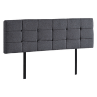 Linen Fabric King Bed Deluxe Headboard Bedhead - Grey Kings Warehouse 
