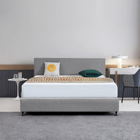 Linen Fabric King Bed Deluxe Headboard Bedhead - Night Ash Furniture Kings Warehouse 
