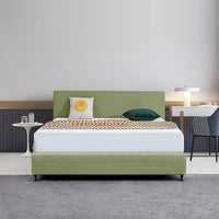 Linen Fabric King Bed Deluxe Headboard Bedhead - Olive Green Furniture Kings Warehouse 