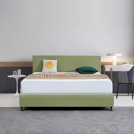 Linen Fabric King Bed Deluxe Headboard Bedhead - Olive Green Furniture Kings Warehouse 