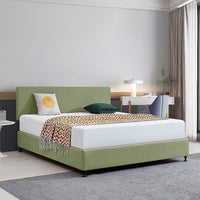 Linen Fabric King Bed Deluxe Headboard Bedhead - Olive Green Furniture Kings Warehouse 
