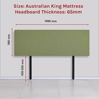 Linen Fabric King Bed Deluxe Headboard Bedhead - Olive Green Furniture Kings Warehouse 
