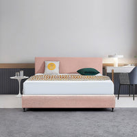 Linen Fabric King Bed Deluxe Headboard Bedhead - Pale Pink Furniture Kings Warehouse 