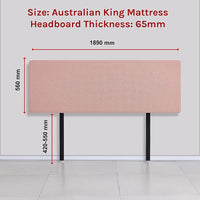 Linen Fabric King Bed Deluxe Headboard Bedhead - Pale Pink Furniture Kings Warehouse 