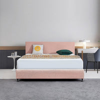 Linen Fabric King Bed Deluxe Headboard Bedhead - Pale Pink Kings Warehouse 