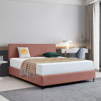 Linen Fabric King Bed Deluxe Headboard Bedhead - Pearl Copper Brown Furniture Kings Warehouse 