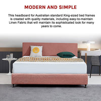 Linen Fabric King Bed Deluxe Headboard Bedhead - Pearl Copper Brown Furniture Kings Warehouse 