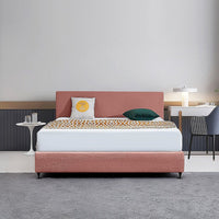 Linen Fabric King Bed Deluxe Headboard Bedhead - Pearl Copper Brown Furniture Kings Warehouse 