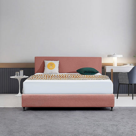 Linen Fabric King Bed Deluxe Headboard Bedhead - Pearl Copper Brown Furniture Kings Warehouse 