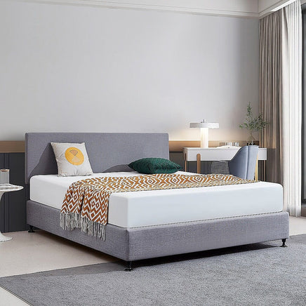 Linen Fabric King Bed Deluxe Headboard Bedhead - Slate Ash Furniture Kings Warehouse 