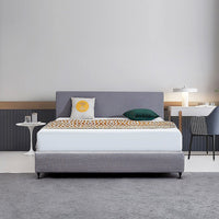 Linen Fabric King Bed Deluxe Headboard Bedhead - Slate Ash Furniture Kings Warehouse 