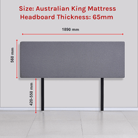 Linen Fabric King Bed Deluxe Headboard Bedhead - Slate Ash Kings Warehouse 