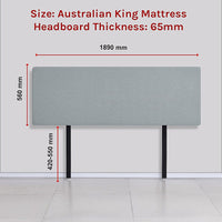 Linen Fabric King Bed Deluxe Headboard Bedhead - Stone Grey Furniture Kings Warehouse 