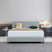Linen Fabric King Bed Deluxe Headboard Bedhead - Stone Grey Furniture Kings Warehouse 