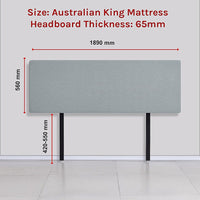 Linen Fabric King Bed Deluxe Headboard Bedhead - Stone Grey Kings Warehouse 