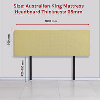 Linen Fabric King Bed Deluxe Headboard Bedhead - Sulfur Yellow Furniture Kings Warehouse 
