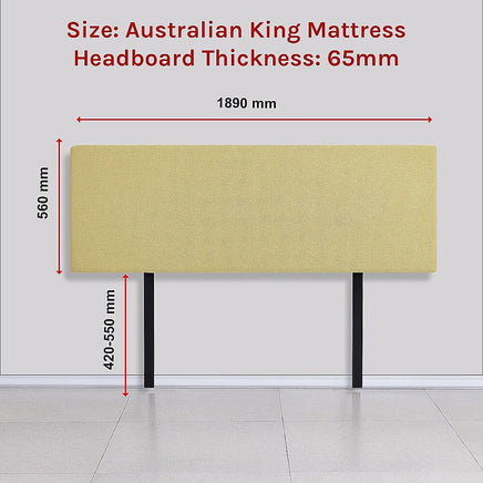 Linen Fabric King Bed Deluxe Headboard Bedhead - Sulfur Yellow Furniture Kings Warehouse 