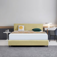 Linen Fabric King Bed Deluxe Headboard Bedhead - Sulfur Yellow Furniture Kings Warehouse 