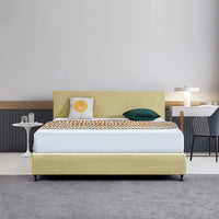 Linen Fabric King Bed Deluxe Headboard Bedhead - Sulfur Yellow Kings Warehouse 