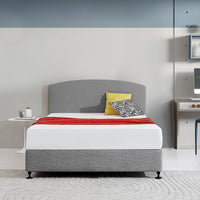 Linen Fabric Queen Bed Curved Headboard Bedhead - Night Ash Furniture Kings Warehouse 