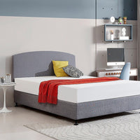 Linen Fabric Queen Bed Curved Headboard Bedhead - Slate Ash Furniture Kings Warehouse 