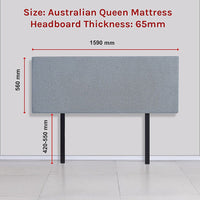 Linen Fabric Queen Bed Deluxe Headboard Bedhead - Berlin Blue Furniture Kings Warehouse 