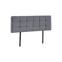 Linen Fabric Queen Bed Deluxe Headboard Bedhead - Grey Furniture Kings Warehouse 